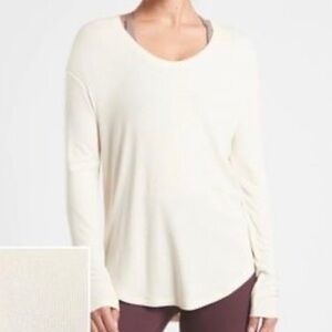 ATHLETA | Cloudlight Stratus Cream Micro Ribbed Scoop Neck Long Sleeve Tee